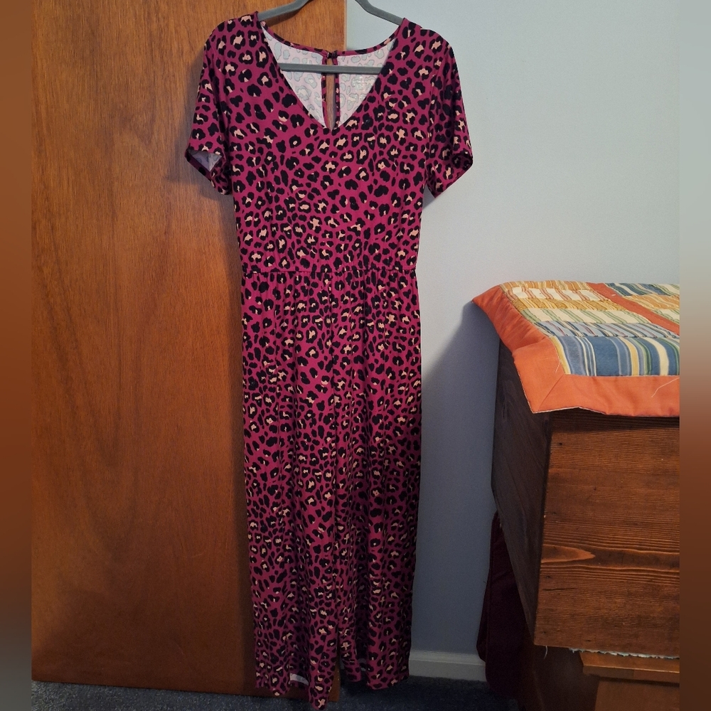 Arizona Jean Co. Hot Pink Leopard Print Wide Leg Jumper Size L